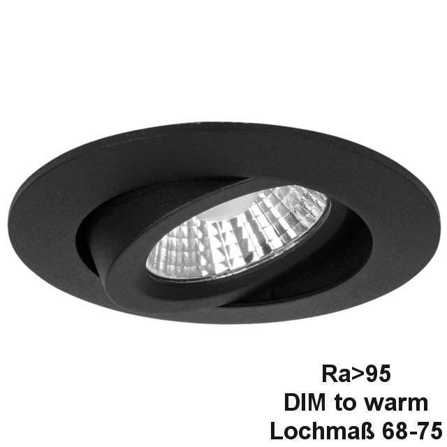 LED-Einbaustrahler schwarz matt schwenkbar  Ra>95