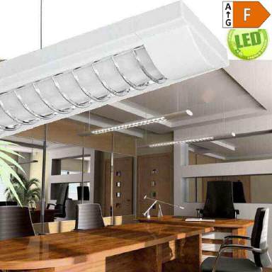 Büro Pendelleuchte weiß mit 2 LED-Röhren