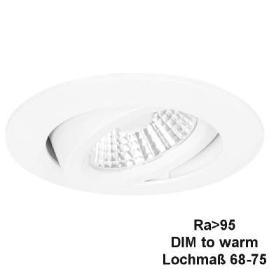 LED-Einbaustrahler silber 6W DIM to warm Ra95
