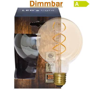 Spiral LED Lampe dimmbar E27 5W 2200K Globe Ø-95