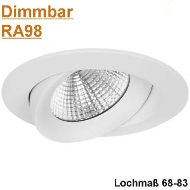 LED Einbaustrahler Dimmbar Ra98 Schwenkbar schwarz