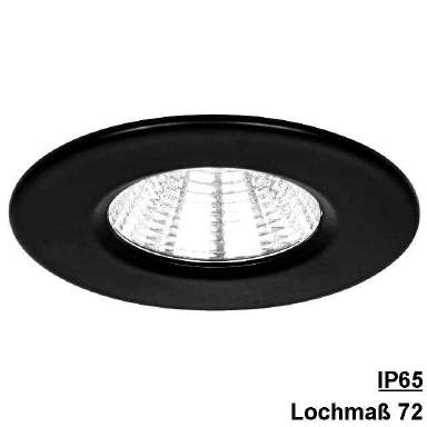 LED Einbaustrahler dimmbar IP65 Schwarz 3000K 5,5W