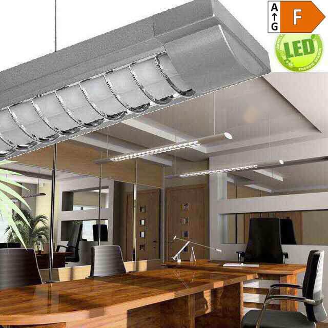 Büro Pendelleuchte silber mit 2 LED-Röhren