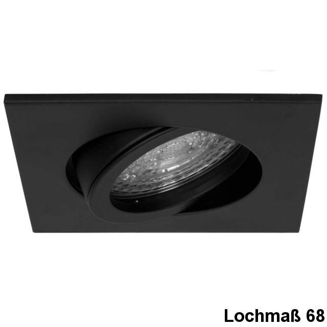 Einbaustrahler Schwenkbar schwarz eckig 82x82mm