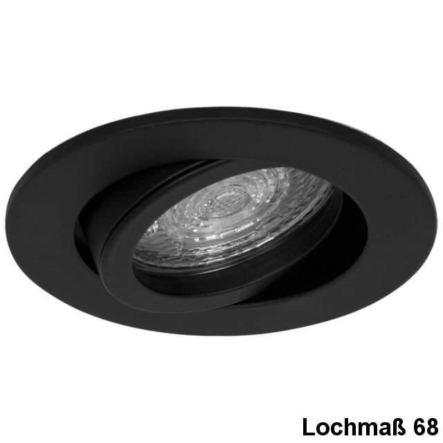 Einbaustrahler Schwenkbar schwarz rund 82mm
