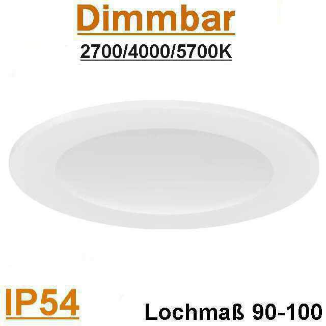 LED Einbaustrahler IP54 10W 2700, 4000, 5700K