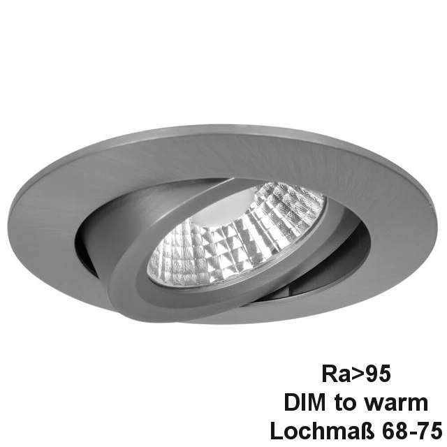 LED-Einbaustrahler silber matt schwenkbar Ra>95