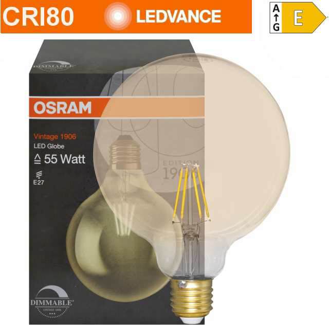 LED Lampe Globe-Form Gold, E27 2400K warmweiß