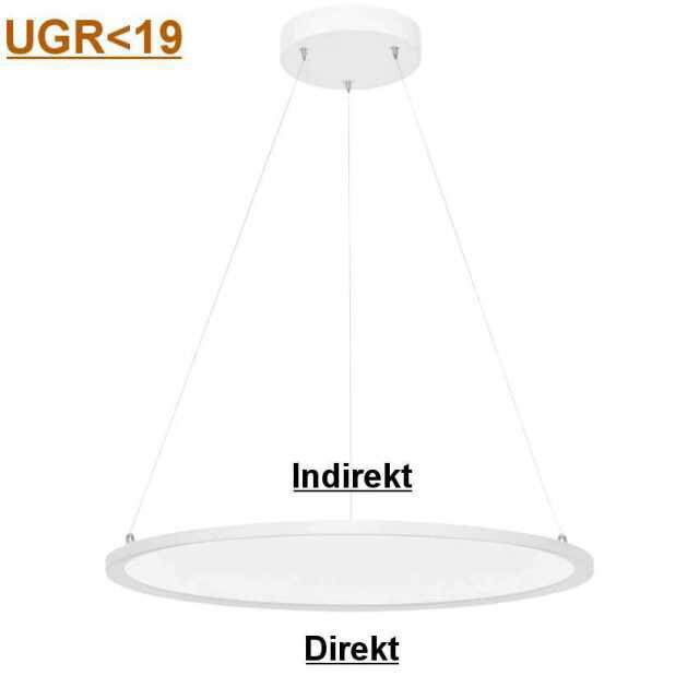 LED Pendelleuchte Panel rund UGR<19 warmweiß
