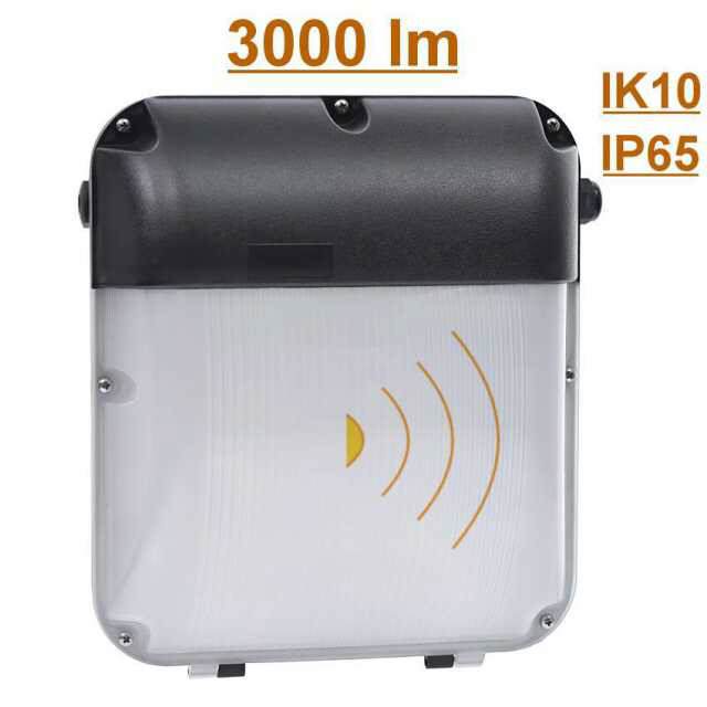 LED Sensorleuchte 30W 3000lm,  IK10 IP65