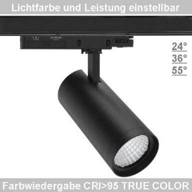 LED Stromschienenstrahler weiß 4000K 20-28W CRI95