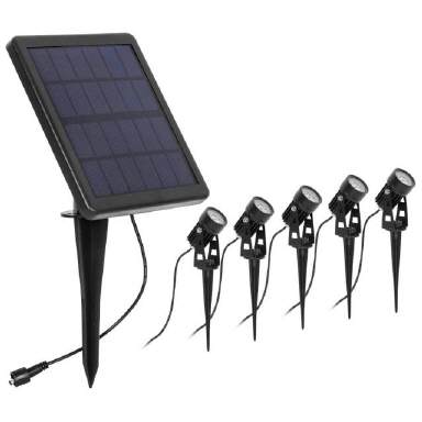 LED-Solar-Außenstrahler mit Erdspieß 5er-Set