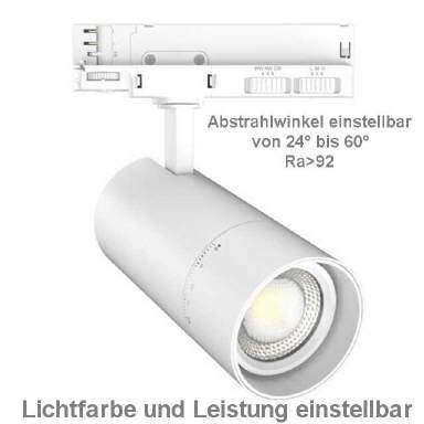 LED Schienenstrahler weiß RS 25W 4000K 24°/36°