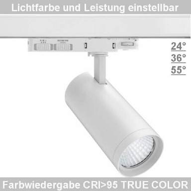 LED Stromschienenstrahler weiß CRI95 5000K 20-28W