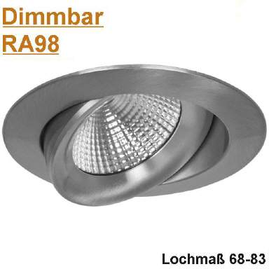 LED Einbaustrahler Dimmbar RA98 Schwenkbar silber