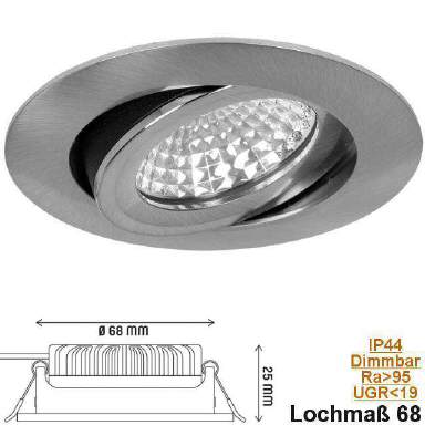LED Einbaustrahler weiß IP44 Schwenkbar Ra95
