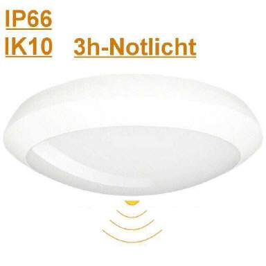 LED-Leuchte IP66, IK10, 300mm 3000K 12W Notlicht