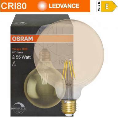 LED Lampe Globe-Form Gold, E27 7W, 2400K