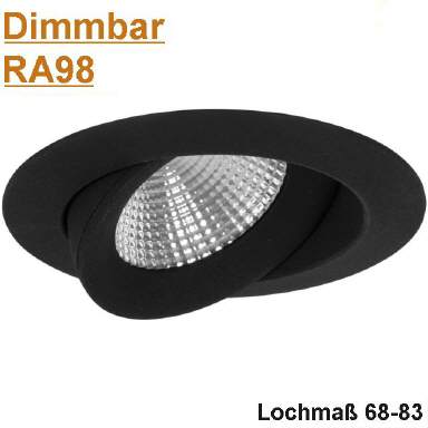 LED Einbaustrahler Dimmbar Ra98 Schwenkbar schwarz