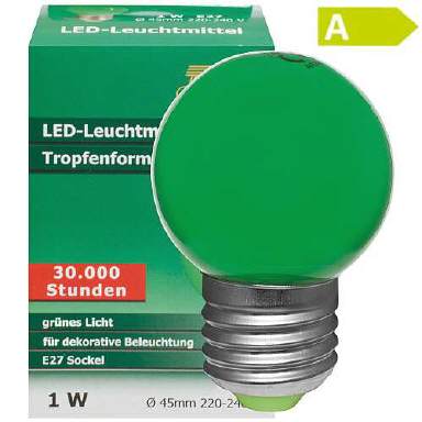 LED-Tropfenlampe rot E27 230V 1W