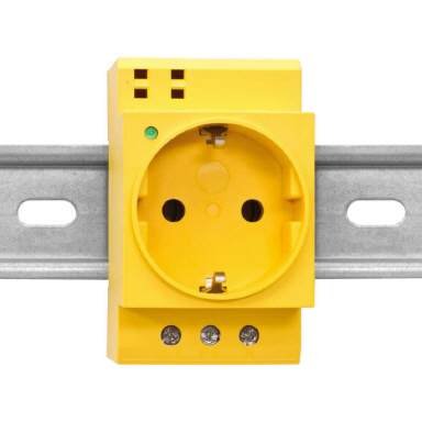 Verteilereinbausteckdose gelb mit LED